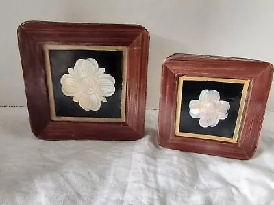 Vintage Mother Of Pearl Inlay Trinket Jewelry Box Lot Of 2 Woven Wood W/Lids • $10