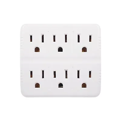 6 Outlet Wall Tap Adapter White Converts 2 Outlets Into 6 Multi Plug AC Power  • $9.49