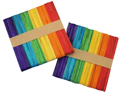 50/100/200/500 Coloured Wooden Lollipop Sticks Wood Ice Lolly Kids Crafts Models • £3.45