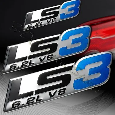 2 X LS3/6.2L/V8 Bumper/Trunk/Engine/Hood BL Aluminum Sticker Decal Emblem Badge • $6.99