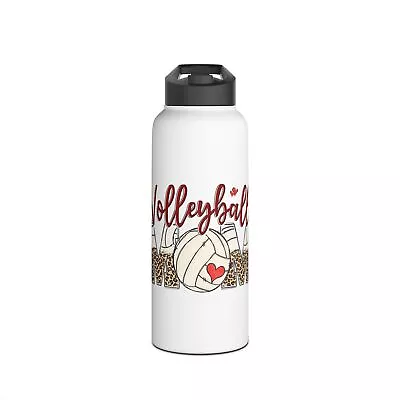 Volleyball Mom Leopard Print Stainless Steel Water Bottle Standard Lid • $36.42