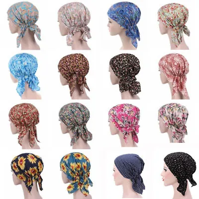 Womens Cancer Hat Chemo Cap Muslim Hair Loss Head Scarf Turban Head Wrap Cover ~ • $5.05