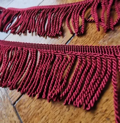 FREEPOST 65mm Red Looped Bullion Fringe. Per Metre. Upholstery Lampshade Trim • £4.19