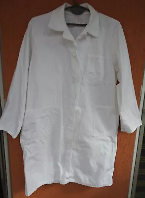 Vintage Womens Lab Coat White Long Work Jacket White Chore (L) • $16