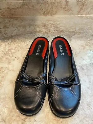 Michelle D Womens Slide Slip On Black Leather Shoes Size 71/2M   Ladies  • $10
