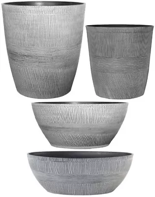 £9.99 • Buy Ebony Grey Small Large Plant Pot Indoor Outdoor Garden Round Plastic Planter