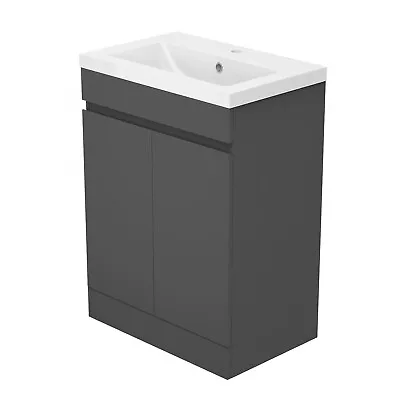 600mm Floor Standing Grey Bathroom Vanity Unit And Sink Basin Home Furniture • £160.99