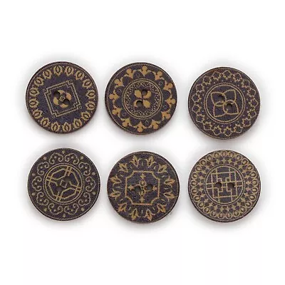 Vintage Wooden 2-Hole Buttons - DIY Sewing Crafts Round Flatback Buttons 50pcs • $11.29