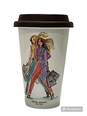 Henri Bendel New York Girls Shopping Ceramic Travel Coffee Mug 8oz Discontinued • $46.66