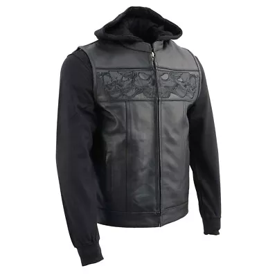 Milwaukee Leather 3563 Men Reflective Skulls Motorcycle Vest W/ Removable Hoodie • $159.99