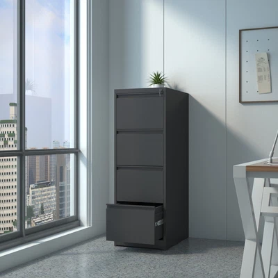 4 Drawer Vertical File CabinetMetal Chest Of Drawers Anti-Rust Office Furniture • $296.85