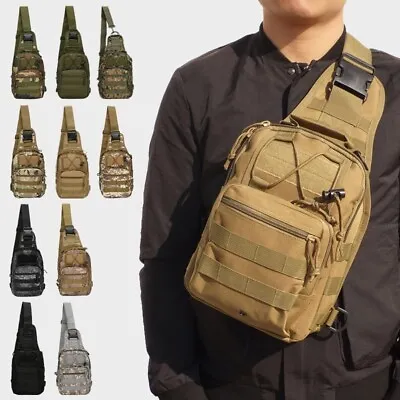 Outdoor Tactical Sling Bag Military MOLLE Crossbody Pack Chest Shoulder Backpack • $15.99