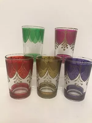 5 Moroccan Tea Glasses 5 Colors Classical Design • $13.99