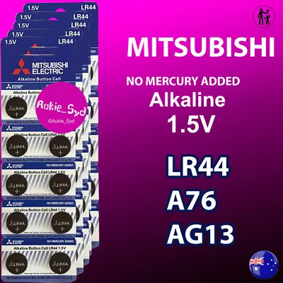 200/100/50/20/10 X Mitsubishi LR44 0%Hg Battery A76/AG13 Button Cell Batteries • $65.99