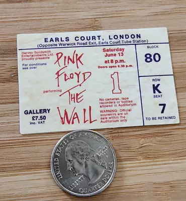 PINK FLOYD Sticker TICKET STUB STICKER Concert The WALL Wembley 1977 London • $9.43