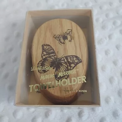 Vintage Magic Marble Towel Holder Wooden Butterfly Laura Woods Wall Butterflies  • $24.99