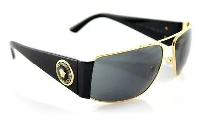 $278 • Buy NEW Genuine VERSACE Vanitas Medallion Black Gold Metal Sunglasses VE 2163 100287