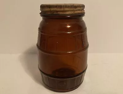 Vintage Amber Glass BARREL JAR BLACK PEPPER STANDARD COFFEE CO NEW ORLEANS W/LID • $24.99