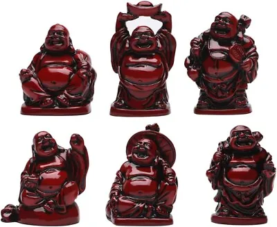 Single Mini Laughing Wealth Buddhas Small Lucky Red Resin Ornament Sculpture • £1.99