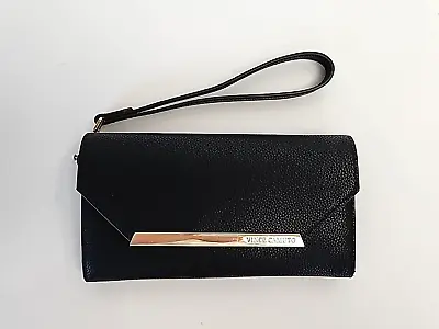 VINCE CAMUTO Zip Around Leather Wallet Wristlet Clutch Black MINT NEW • $23.95