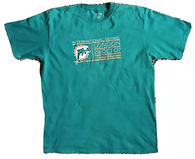 NFL Reebok Miami Dolphins Vs New York Giants Wembley 2007 T-Shirt Size L • £10.45