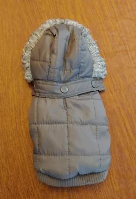 Martha Stewart Pets Gray Quilted Coat W/ Removable Faux Fur Hood Size XS • $7.50