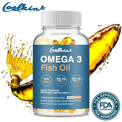 Omega 3 Fish Oil Capsules 2000mg - 3x Strength Highest Potency - With EPA & DHA • £8.94