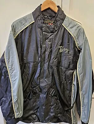 VTG Victory Motorcycle Jacket Polaris Size Mens Lg Black And Gray With Logo • $70