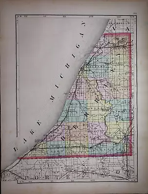 1873 Plat Map St JOSEPH BERRIEN Co MICHIGAN / CASSOPOLIS CASS Co. Reverse • $45.95