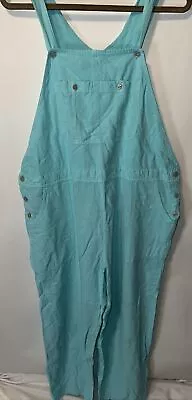 Vintage 90's Turquoise Crinkle Cotton Oversize Hip Hop Overalls Extra Large • £14.59