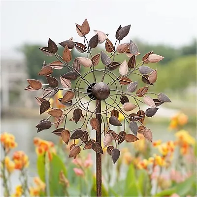 Leaves Metal Wind Spinner Kinetic Outdoor Lawn Garden Decor Patio Stake Yard Art • $167.99