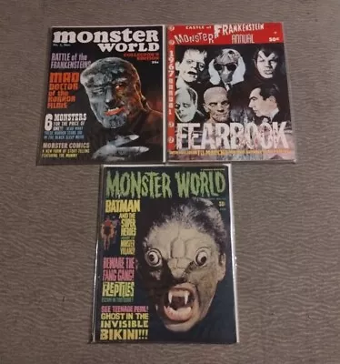 Horror Magazine Lot Monster World #1 Nov 1964 Warren Castle Frankenstein 1967 • $60