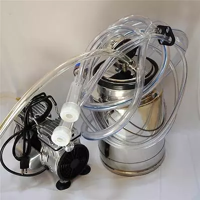 Portable Goat Bucket Milker:5.5CFM Oilless Vacuum Pump Pulsator Claw Cluster New • $759.99