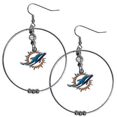 Miami Dolphins 2 Inch Hoop Earrings NFL Licensed Football Jewelry • $14.29