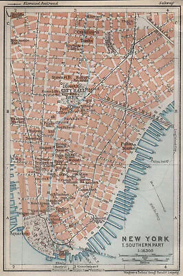 LOWER MANHATTAN Financial District Tribeca Battery Park. NYC City Plan 1909 Map • £36