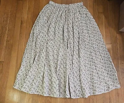Vintage Maxi Full Circle Skirt Recollections Ivory With Leaf Design Prairie Cott • $57