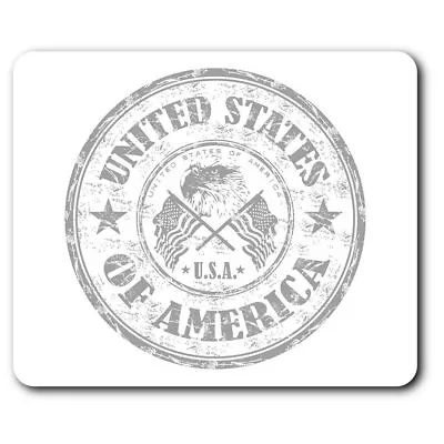 Rectangle Mouse Mat BW - United States Of America Travel Stamp  #40184 • £6.99