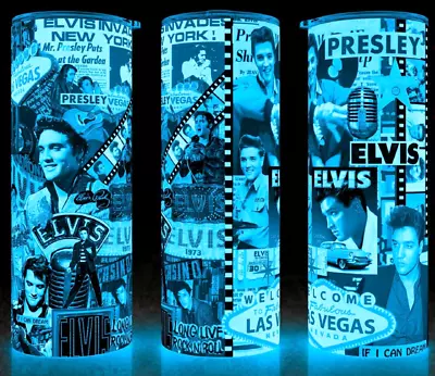 Glow In The Dark Elvis Presley Las Vegas Collage Cup Mug Tumbler 25oz • $22.95