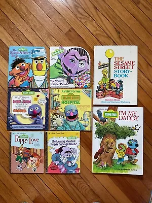 Sesame Street Books Lot (8) Vintage Children’s Books Hardback/Paperback Mix • $17.99