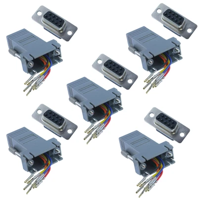 £6.95 • Buy 5pcs DB9 9 Pin RS232 Serial Port Female To RJ45 F Network Adapter Converter 8P8C