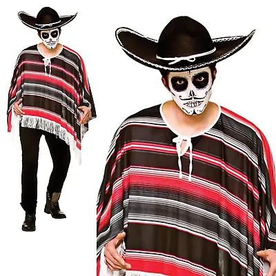 Adult Day Of The Dead Mexican Mens Halloween Fancy Dress Costume New • £12.99