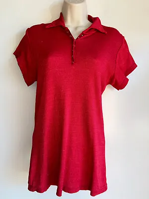 Michael Stars Maternity Red Short Sleeve Snap Polo ~ One Size • $11.99