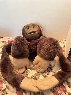 Vintage Monkey Chimp Full Body Hard Face Sticky Hands Puppet Plush Figure Toy • $24