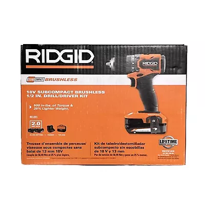 NEW RIDGID 18V SubCompact Brushless Cordless 1/2 In. Drill/Driver Kit FREE SHIP! • $80