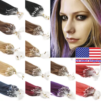 Micro Ring Beads Loop Hair Extensions Micro Link Remy Human Hair Full Head 200gr • $37