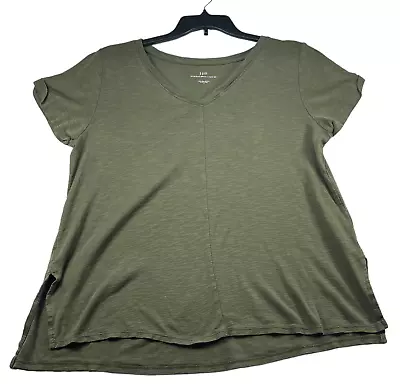 J Jill Pima Short Sleeve Vneck Shirt Womens Size Large Green • $16.24