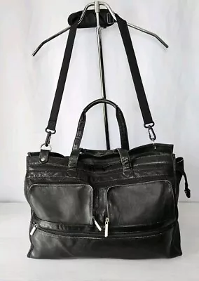 Vintage D’Brozzi Black Leather Duffel Bag Well Worn Gorgeous Soft Leather  • $100