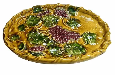 VTG Majolica Decorative Platter Grapevine 15.5” Tray Oval • $39.99