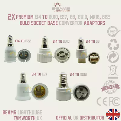 2x E14 SES To MR16 E27 B22 G9 MR16 Light Bulb Adaptor Socket Converter Holders • £4.44
