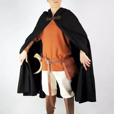 Mens' Medieval Knight Hooded Cloak Gothic Cape Viking Warrior Halloween Costume • $33.29